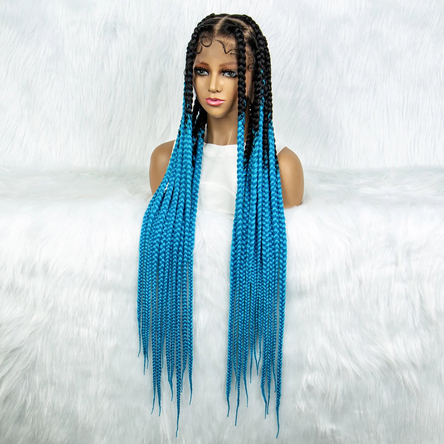 KIMA 36" Colorful Knotless Box Braids Wig | Lace Front & Baby Hair Luxegan