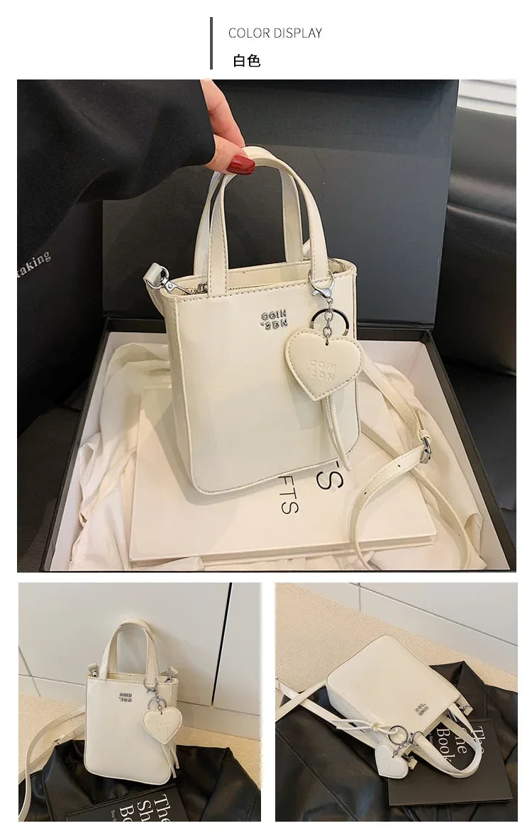 New Trend Korean Silver PU Leather Shoulder Bag | High Quality Mini Vertical Square Crossbody Purse for Women Luxegan