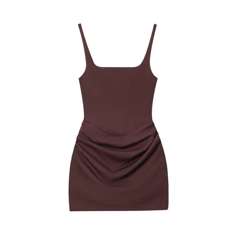 Spaghetti Strap Bodycon Mini Dress | Tie Detail Sexy Sheath Dress Luxegan