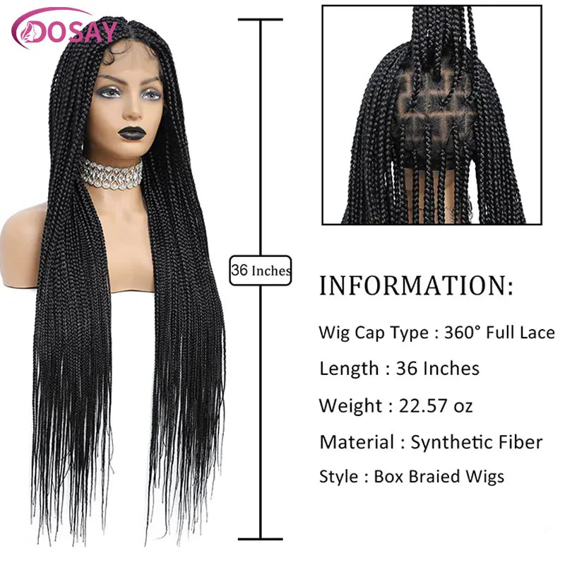 36 Inch Knotless Cornrow Box Braided Wig | HD Full Lace | Hand Tied