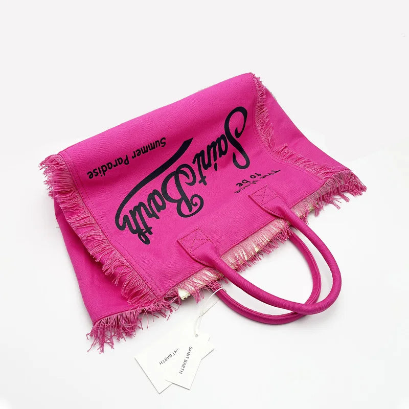 New Large Capacity Leisure Travel Bag | Handmade Canvas Tote with Tassel & Zipper Luxegan