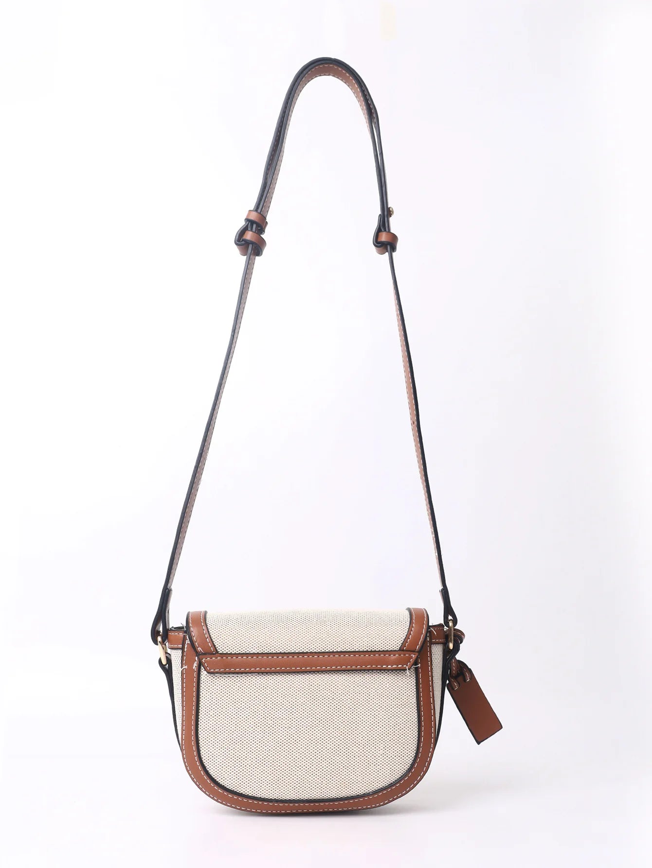 Retro Canvas Patchwork Crossbody Bag | Contrasting Color Saddle Bag