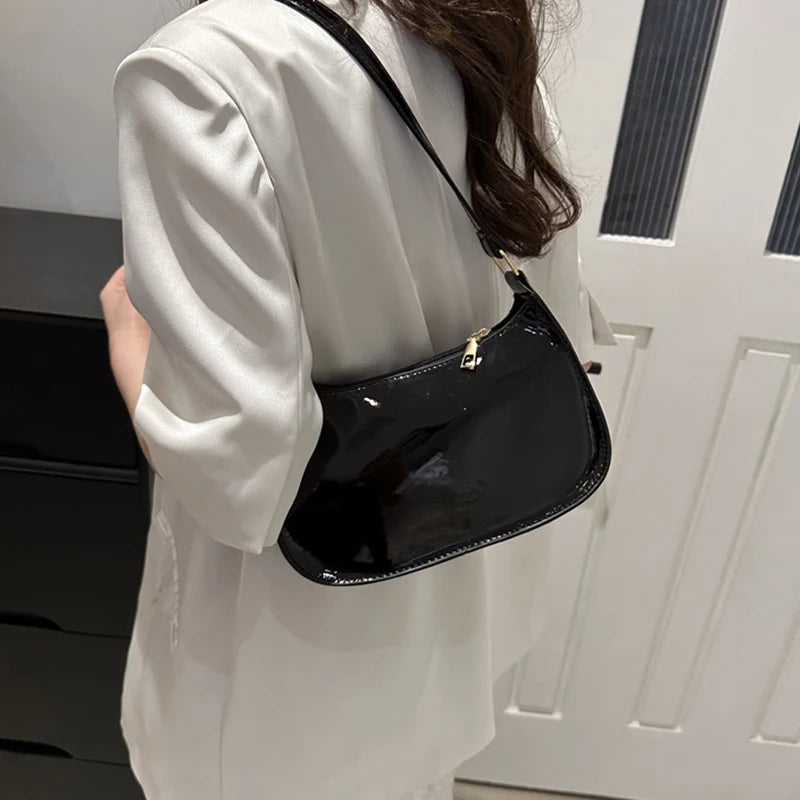 Vintage Patent Leather Shoulder Bag | Fashion Designer Hobos & Underarm Bag Luxegan