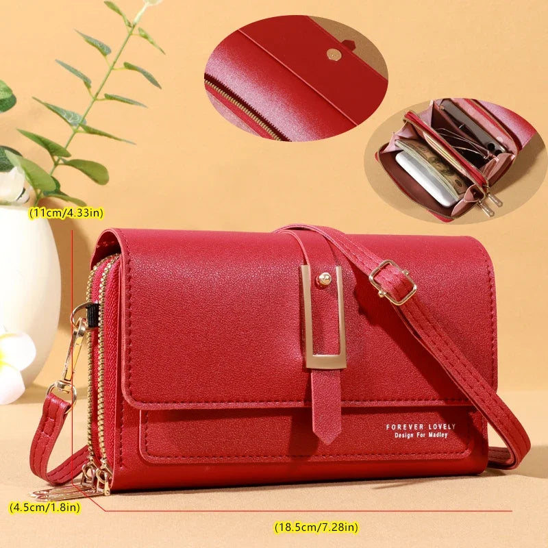 Small Crossbody Shoulder Bag for Women | Sophisticated England Style Cellphone Purse | Elegant PU Leather Card Holder Wallet | Fashion-Forward Box Handbag with Sequined Letter Applique Luxegan