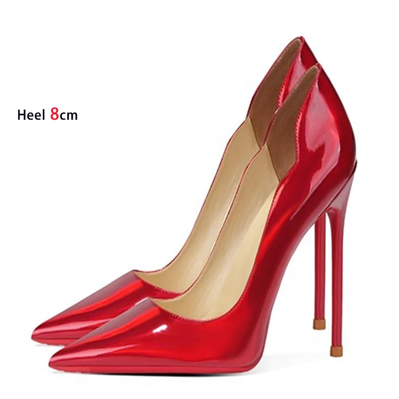 Customized Red-Black Gradient V-Cut Stilettos | Sophisticated 6cm–12cm T-Show Model Pumps | Elegant "Handmade Mixed Color" Silhouette | "Dignified" Sexy Pointed Toe Celebrity Shoes for Radiant Versatile Styling Luxegan