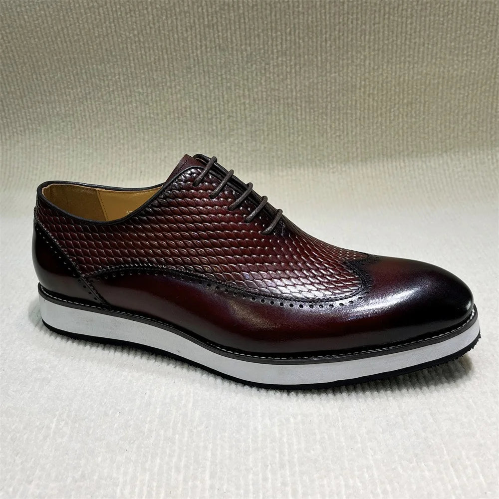 Men's Handcrafted Full Grain Leather Loafers | Sophisticated Cap Toe Oxford Casual Shoes | Elegant "Full Grain Calfskin" Silhouette | "Dignified" Breathable Flat Sneakers for Radiant Versatile Daily & Office Wear Luxegan