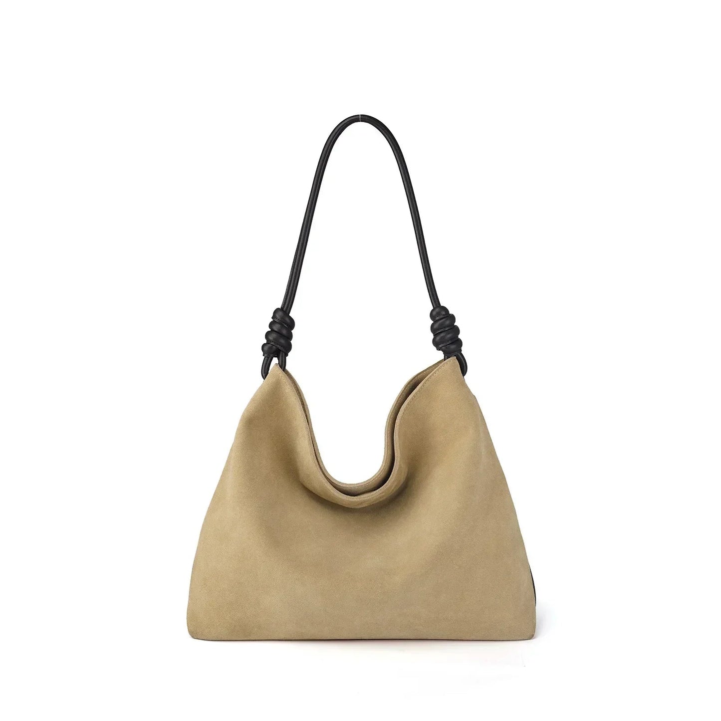 All-Match Chamois Matte Suede Cowhide Leather Tote | Large Capacity Designer Maillard Dressing Coffee Winter Ladies Handbag Luxegan