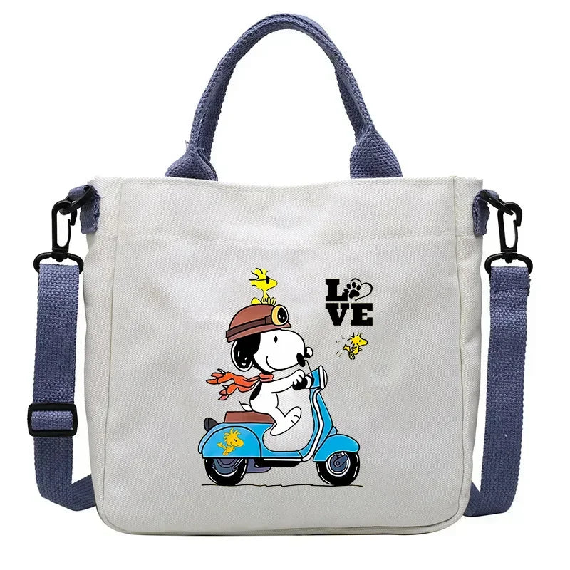 bKawaii Snoopy Cartoon Canvas Bag | Crossbody School Bookbag for Students Luxegan