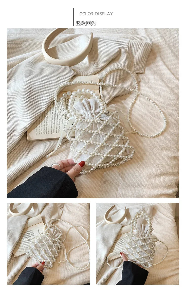 Women's Pearl Bag | Small Mini Tote Bag & Woven Crossbody Luxegan