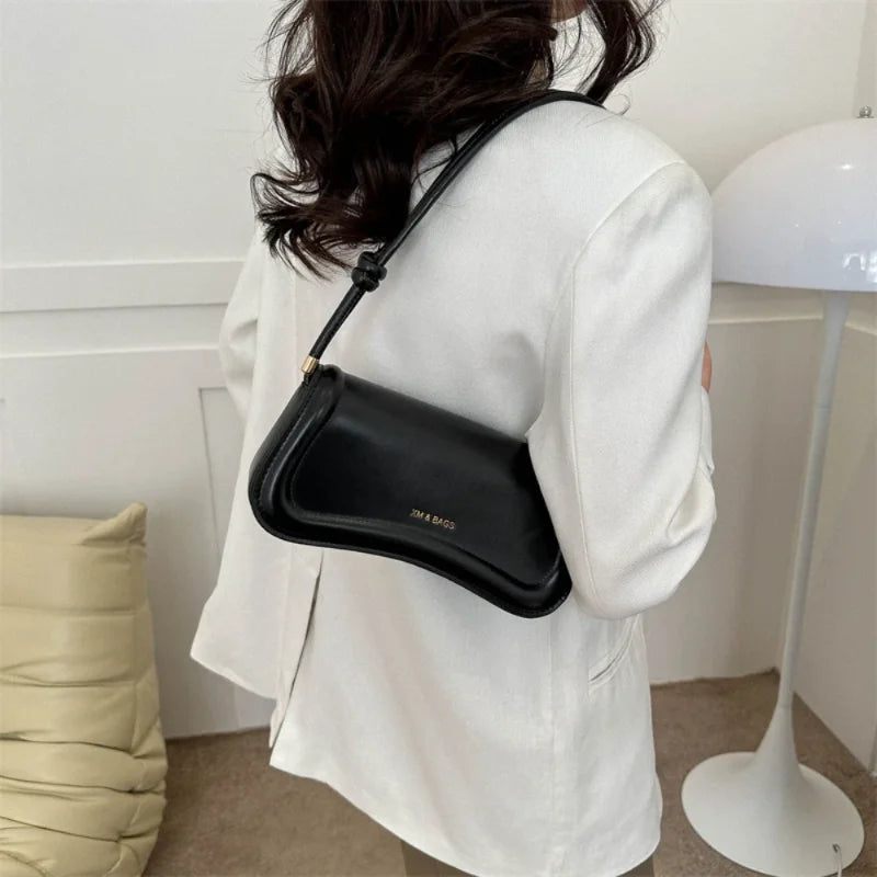 Ladies Shoulder & Crossbody Bags | PU Leather Women's Underarm Bags & Solid Color Small Top-Handle Purse (Female Daily Handbags) Luxegan