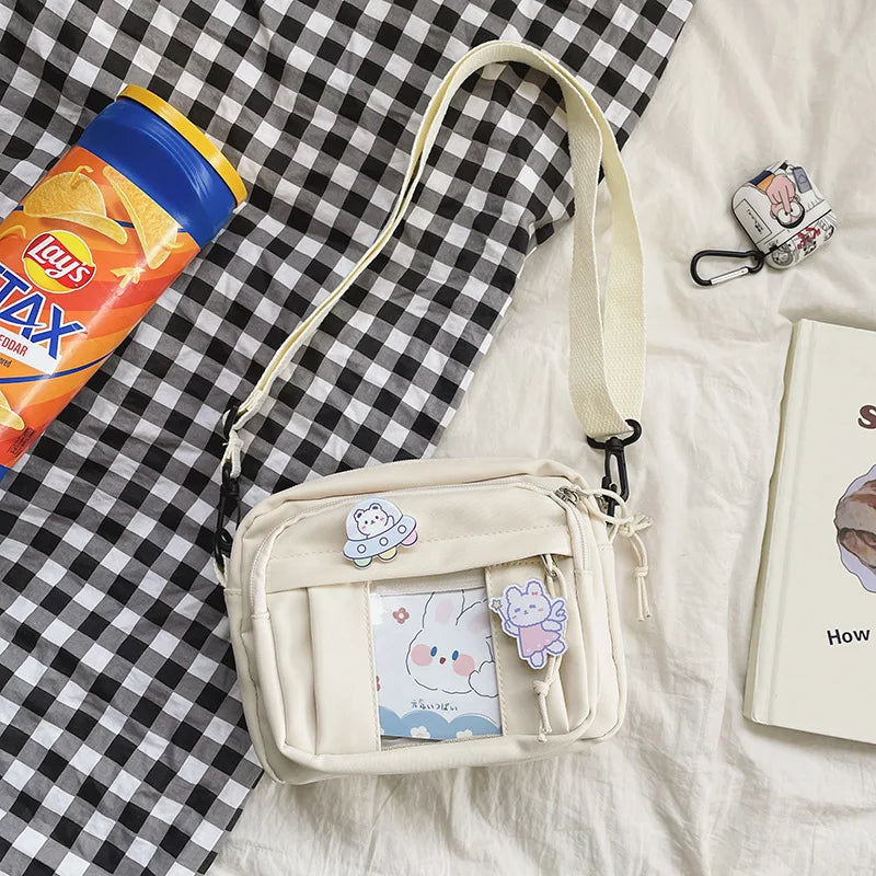 Kawaii Girls’ JK Transparent Bag | Sophisticated Modern Itabag | Elegant Small Crossbody & Shoulder Bag | "Dignified" Lightweight Nylon Purse for Versatile Styling Luxegan