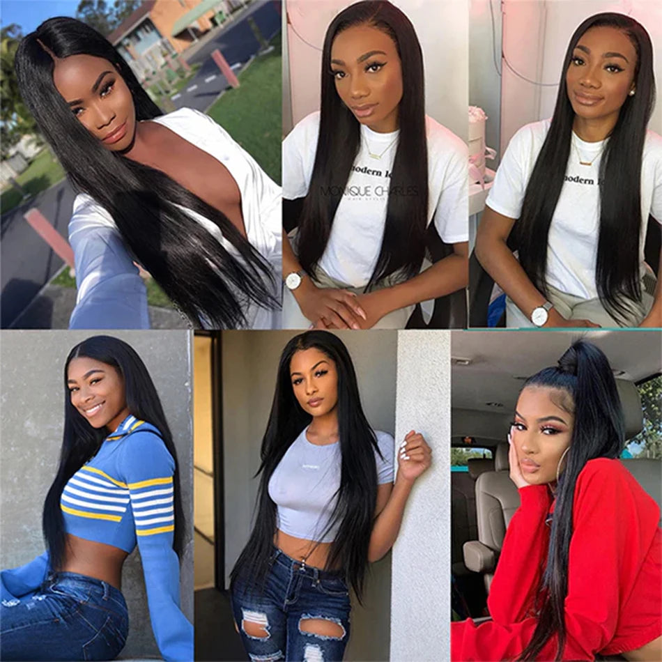 30-Inch Bone Straight HD Transparent Lace Front Wig | 13x6 Full Lace Frontal, 13x4 Frontal & 4x4 Lace Closure Options | 100% Brazilian Virgin Human Hair Long Wig with Baby Hair Luxegan