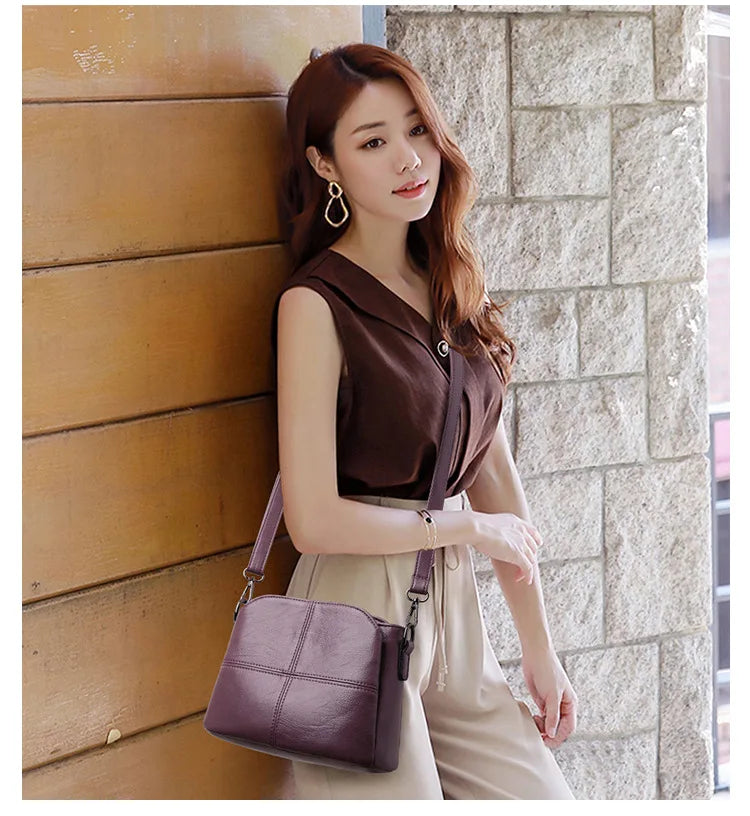 Retro Quality PU Leather Bucket Crossbody Bag Luxegan