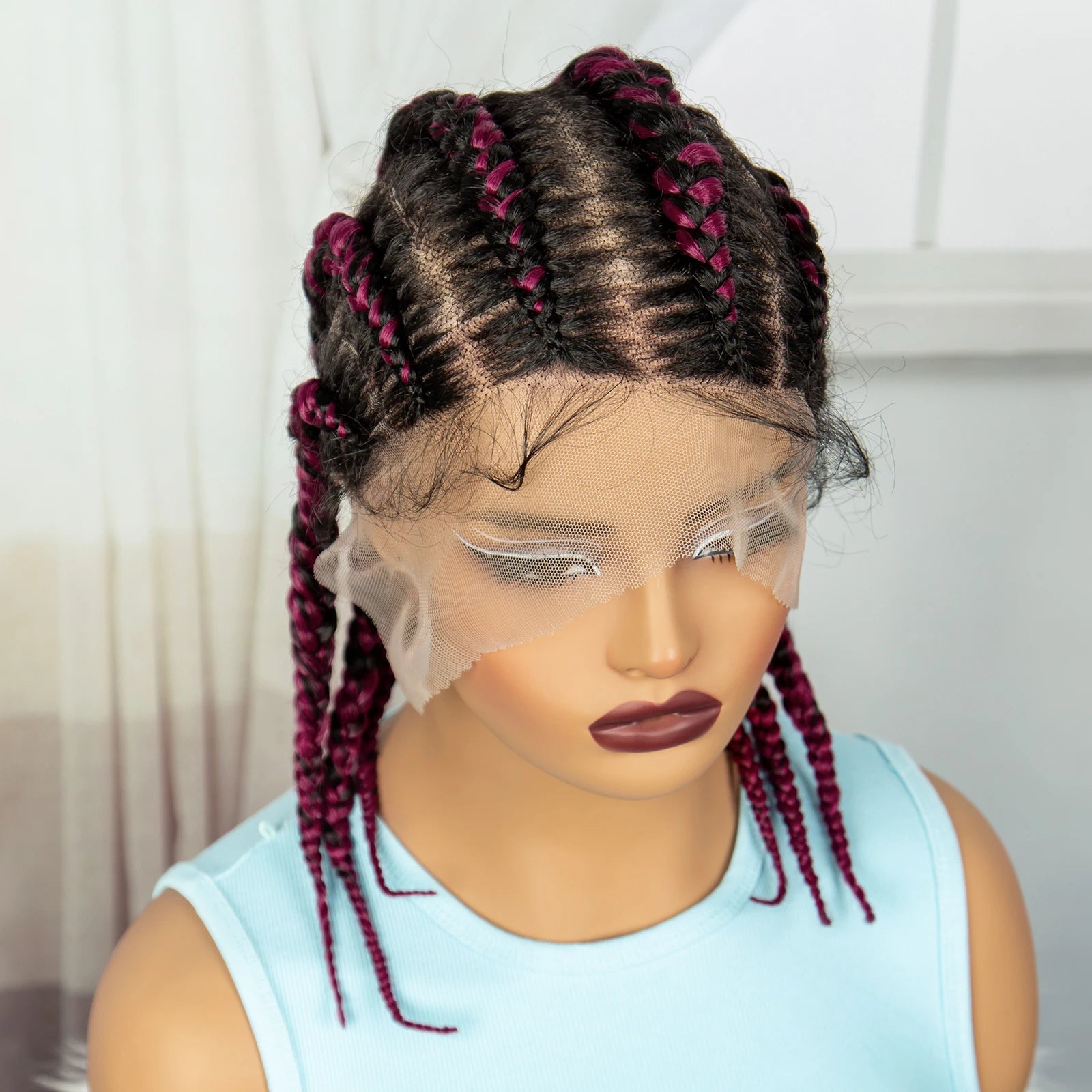  14" Short Knotless Cornrow Braids Wig | Transparent Full Lace Bob Luxegan