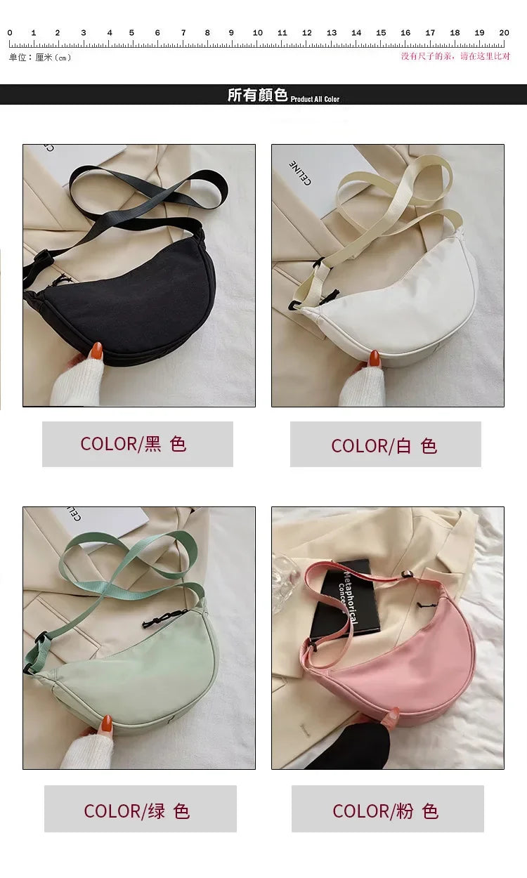 Solid Color Chest Bag for Women | Large Capacity Travel Crossbody & Half Moon Belt Bag (Ladies Daily Street Fanny Pack)Luxegan