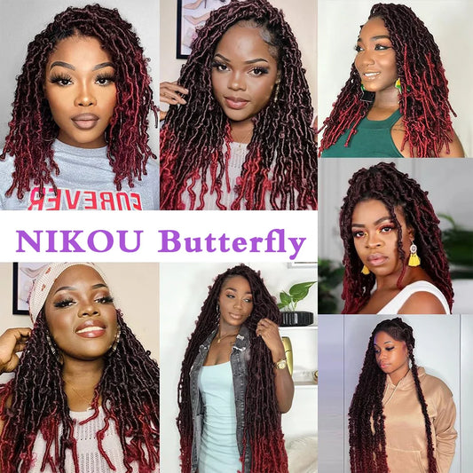 Pre-Looped Crochet Butterfly Locs | Distressed Synthetic Crochet Braids for Black Women | 12 - view 2