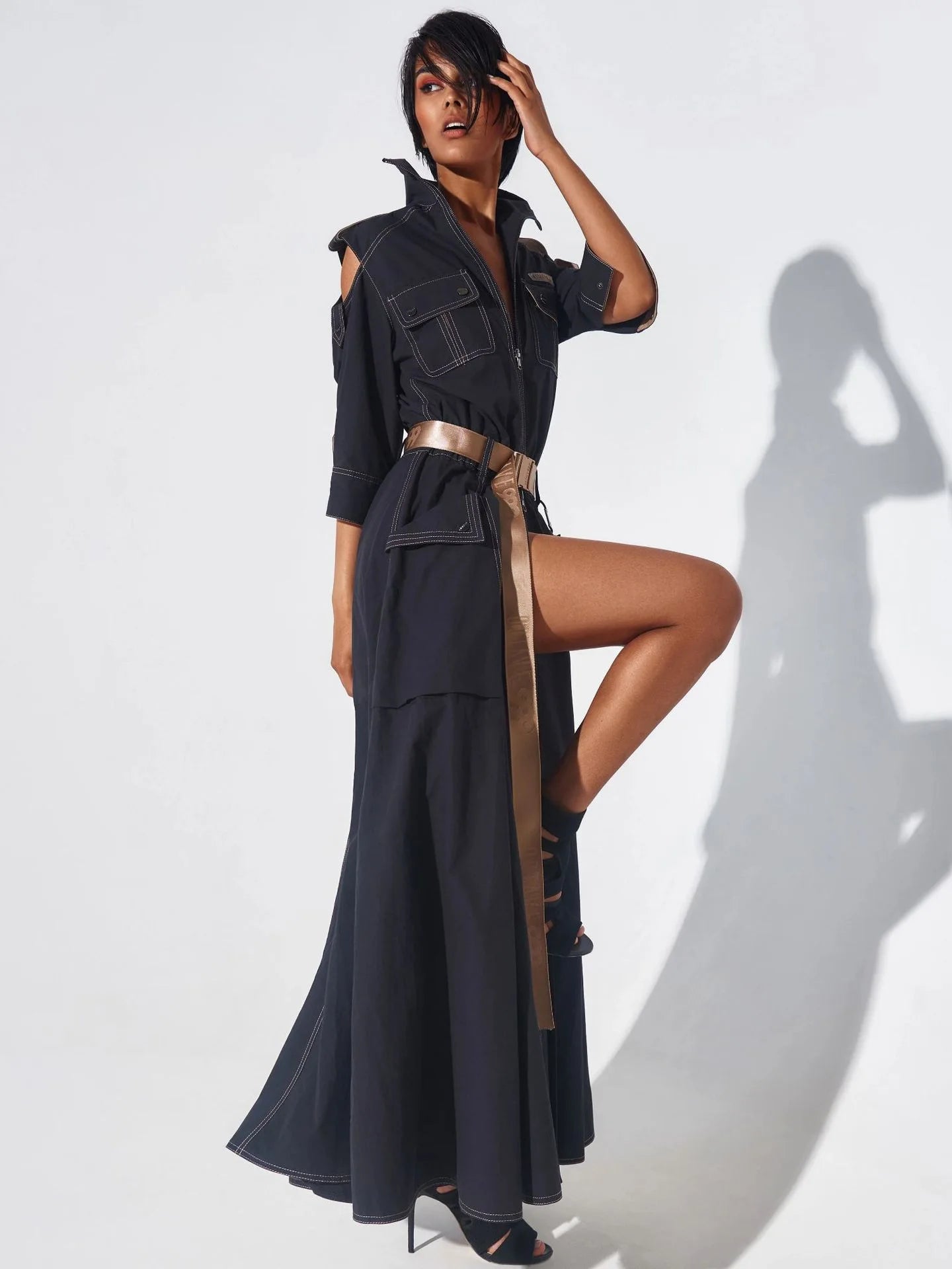 Women's Retro Maxi Dress with Pockets Luxegan