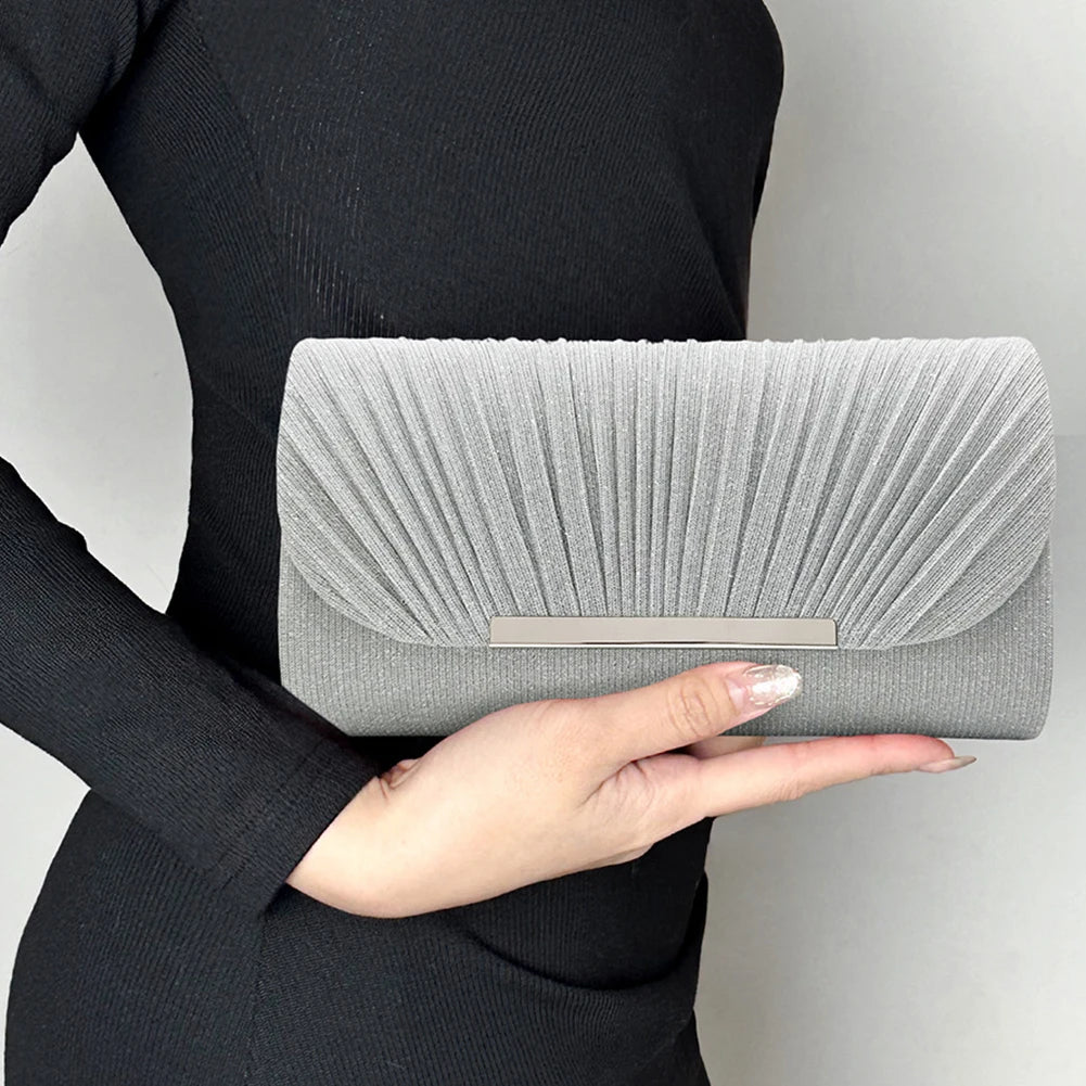Sparkling Silver Diamond Mini Evening Clutch | Crystal Shiny Handbag & Wristlet Luxegan