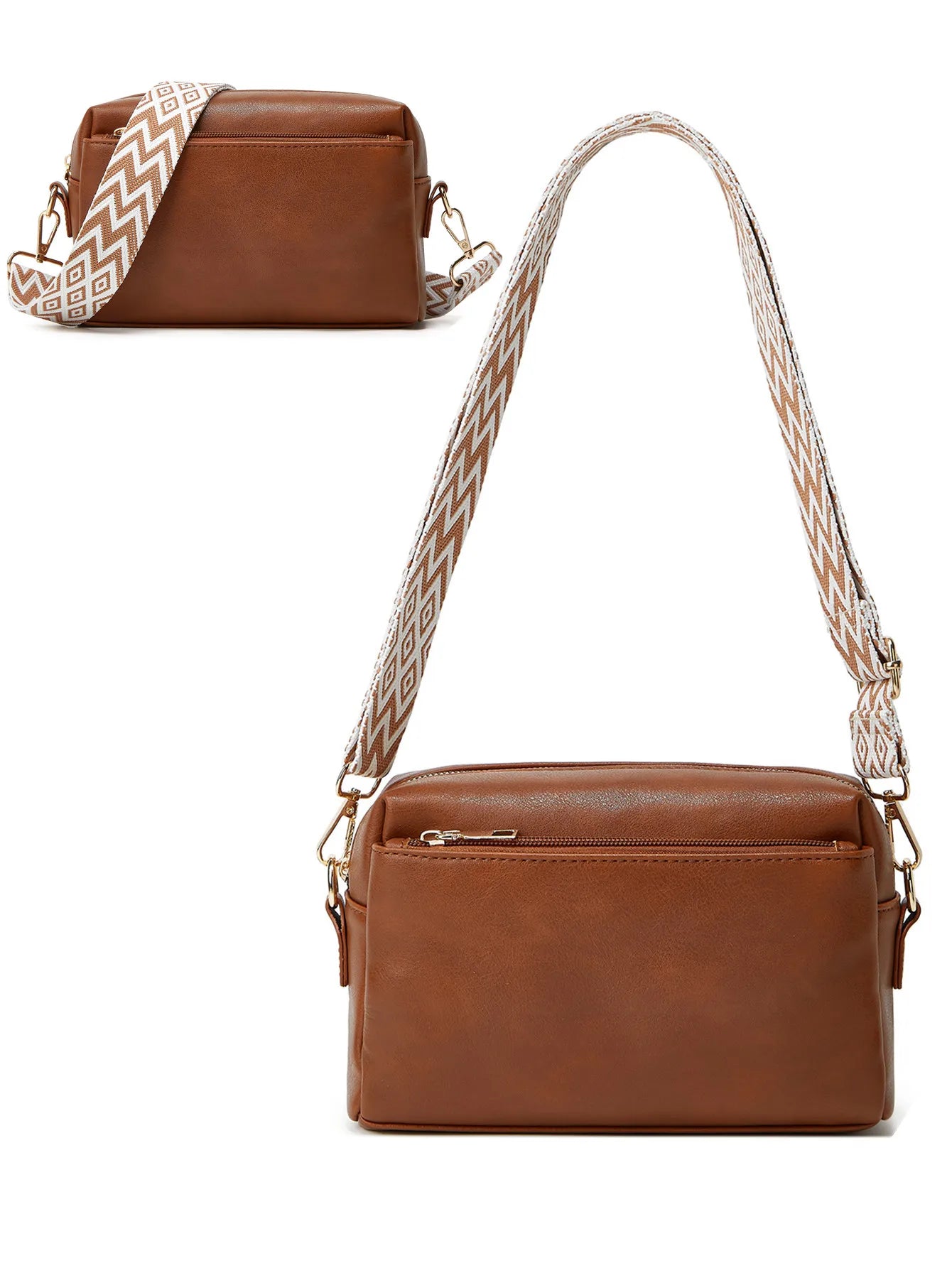 Women’s Multi-Zipper Small Square Bag | Anti-Splashing Water-Resistant Crossbody | Sophisticated Single Shoulder Satchel | Modern PVC & Acrylic Small Utility Handbag (Model 480) Luxegan
