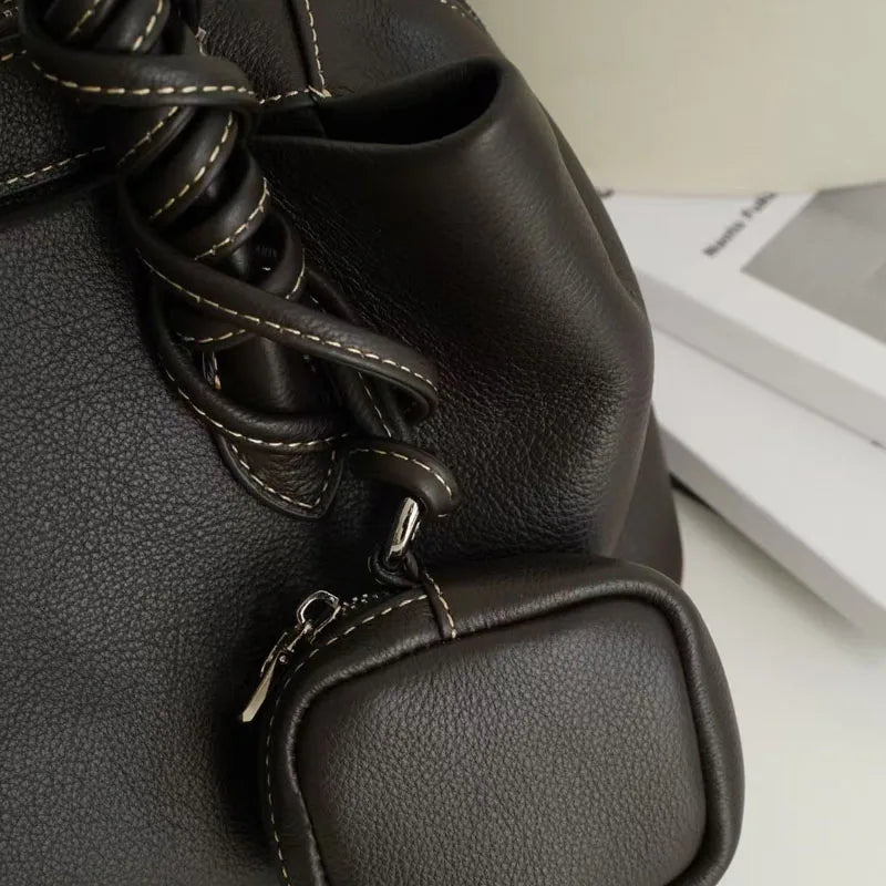 Vintage Top Layer Cowhide Handbag | Large Capacity Genuine Leather Shoulder Bag | New Designer Women’s Crossbody | Versatile Soft Leather Casual Tote Luxegan