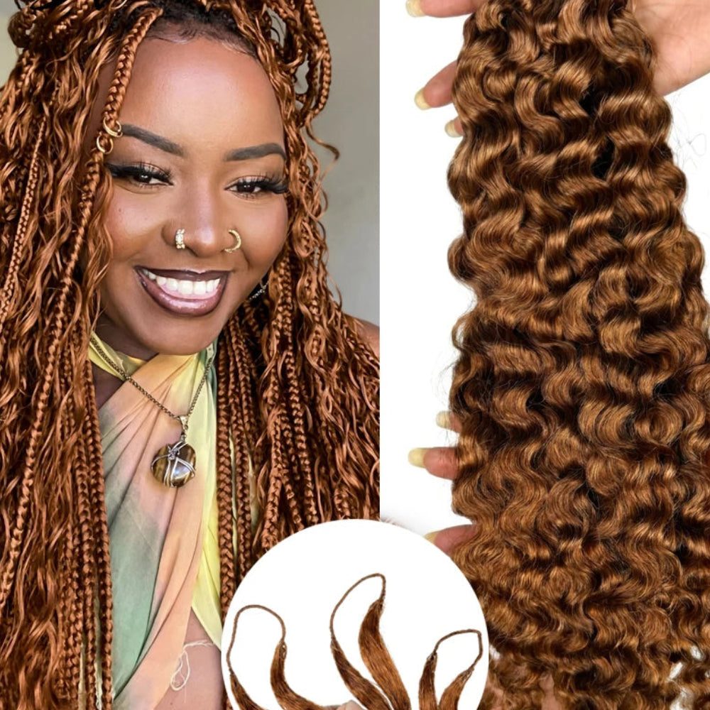 Curly Feather Crochet Human Hair Extensions | 12–30 Inch Luxegan