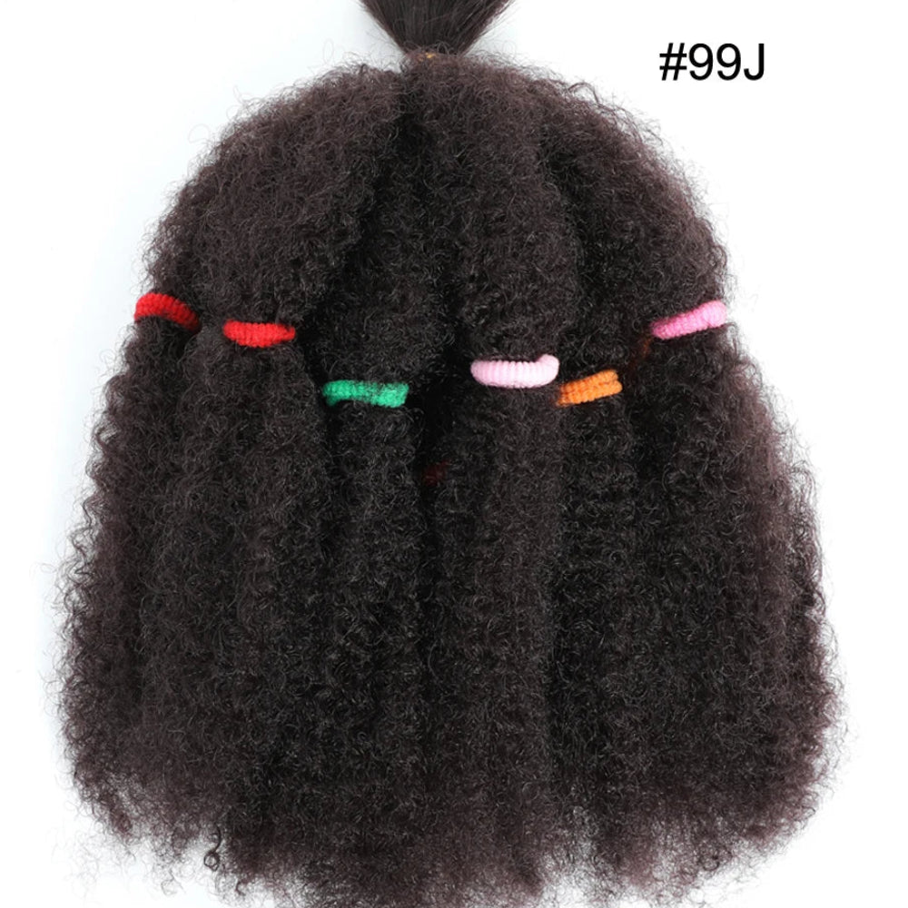 12-Inch Afro Kinky Curly Synthetic Braiding Hair Bulk - Ombre Marley Twists Crochet Extensions - Low Temperature Fiber Afro Twist Bulk Hair for Protective Styles (10 Strands/Pack, 50g) Luxegan