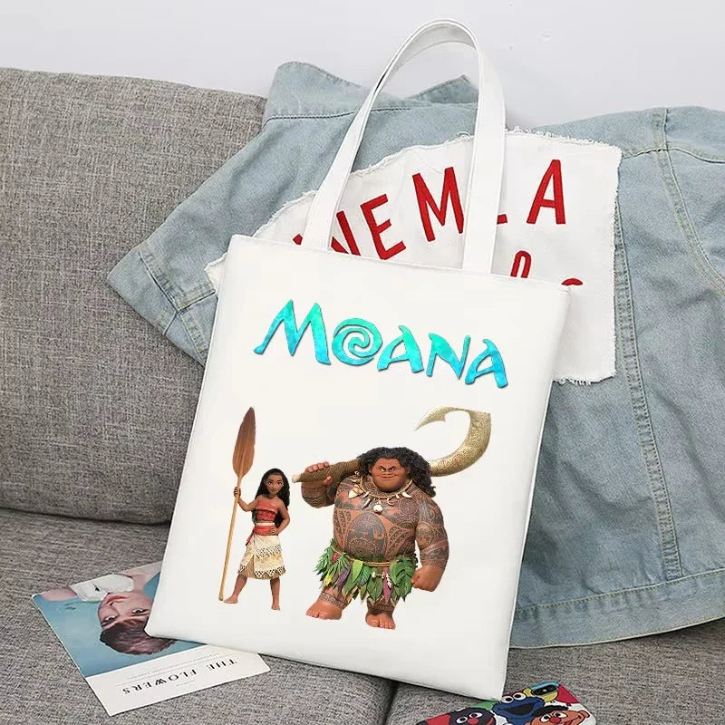 New Disney Moana Cartoon Canvas Shopper Bag | Unisex Large Capacity College Handbag & Shoulder Tote Luxegan