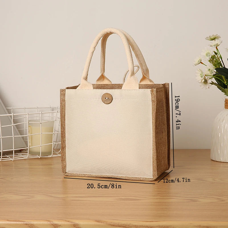 New Linen Handbags | Large Capacity Jute Shopping Bag & Travel Organizer Luxegan