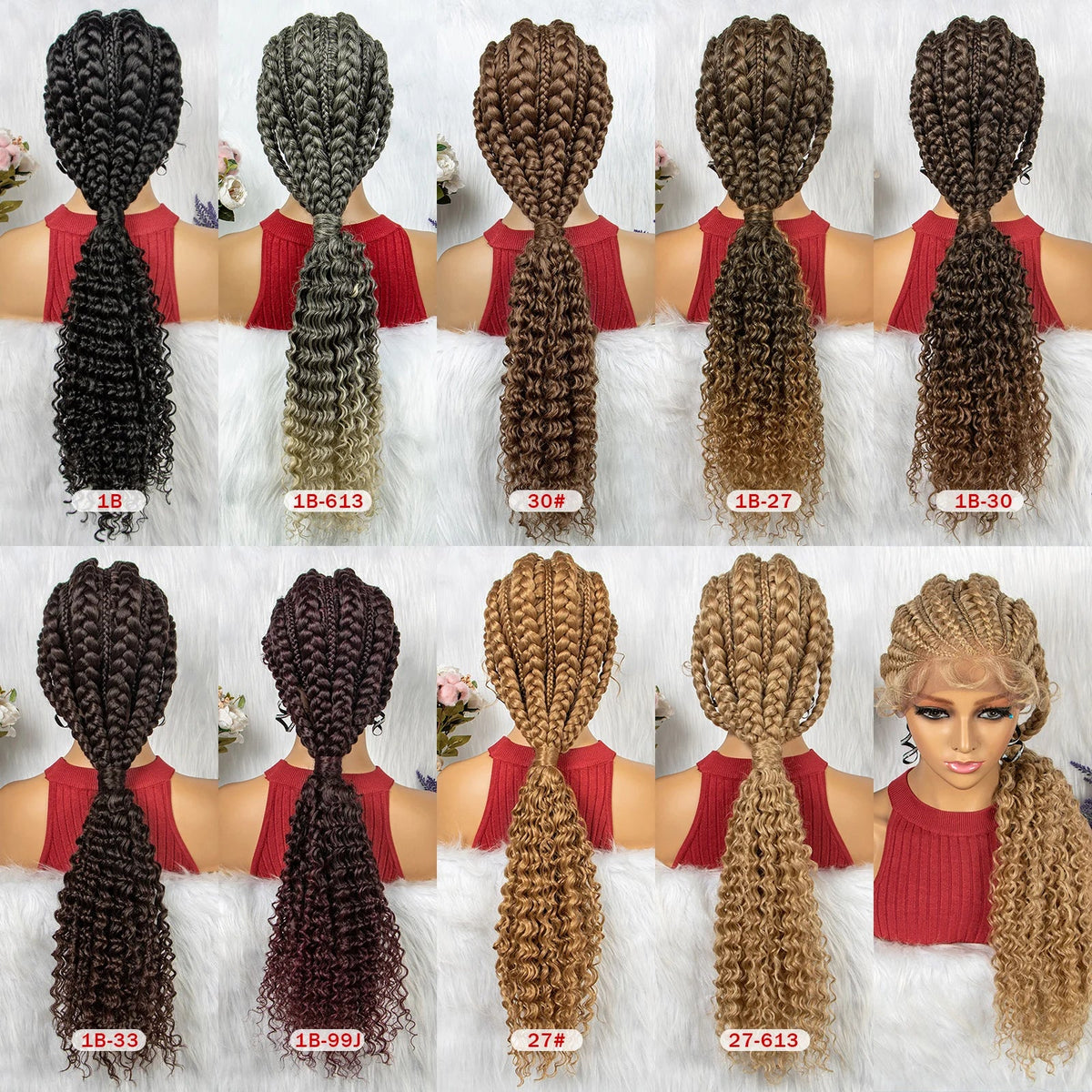 Lace Frontal Synthetic Braided Wigs Lace Front Braided Ponytail Wig Natural Knotless with Baby Hair for Black Women Daily Use Luxegan