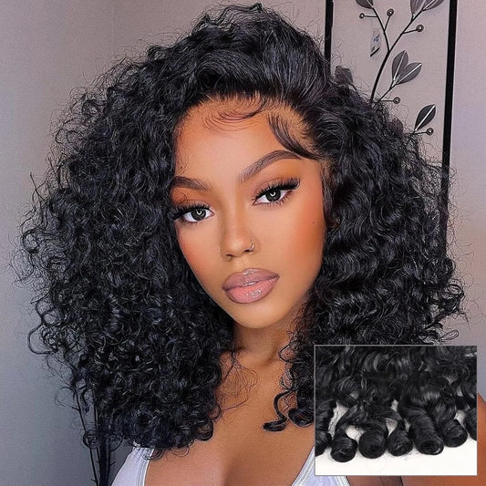 Burmese Curly Spiral-End HD Lace Wig | Sophisticated 220 Density 13x6 & 13x4 Frontal | Elegant "Burmese Remy" 26+ Inch Length | "Dignified" Pre-Plucked Tiny Knots for Radiant Versatile Styling Luxegan