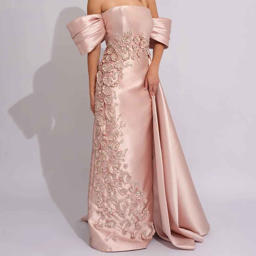 Crystal Ruched A-Line Prom Gown | Off-Shoulder Floor-Length Draped Evening Dress Luxegan