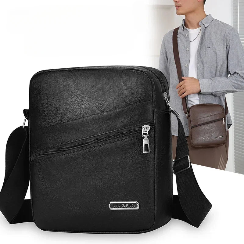 Men's PU Shoulder Bag | Casual Waterproof Nylon Messenger Bag & Fashion Tote Travel Crossbody Bag Luxegan