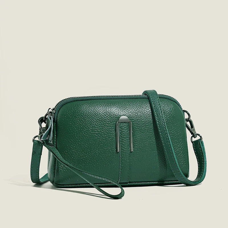 Luxury Genuine Leather Women's Crossbody Bag | Solid Color Shoulder Messenger & Clutch Phone Bag (Soft Cowhide, Sequined) Luxegan