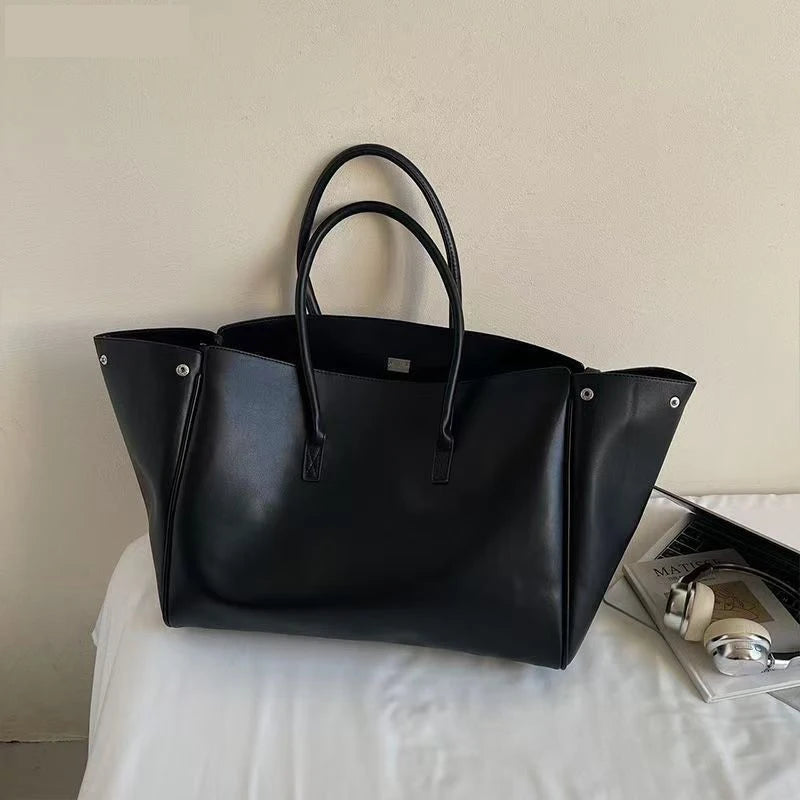 Bolso Tote de Marca Diseño Rodeo Lock Bolso de Mujer Gran Capacidad Bolso de Hombro para el Trabajo Cuero PU Hebilla Punk Bolso de Mano Sencillo y Versátil