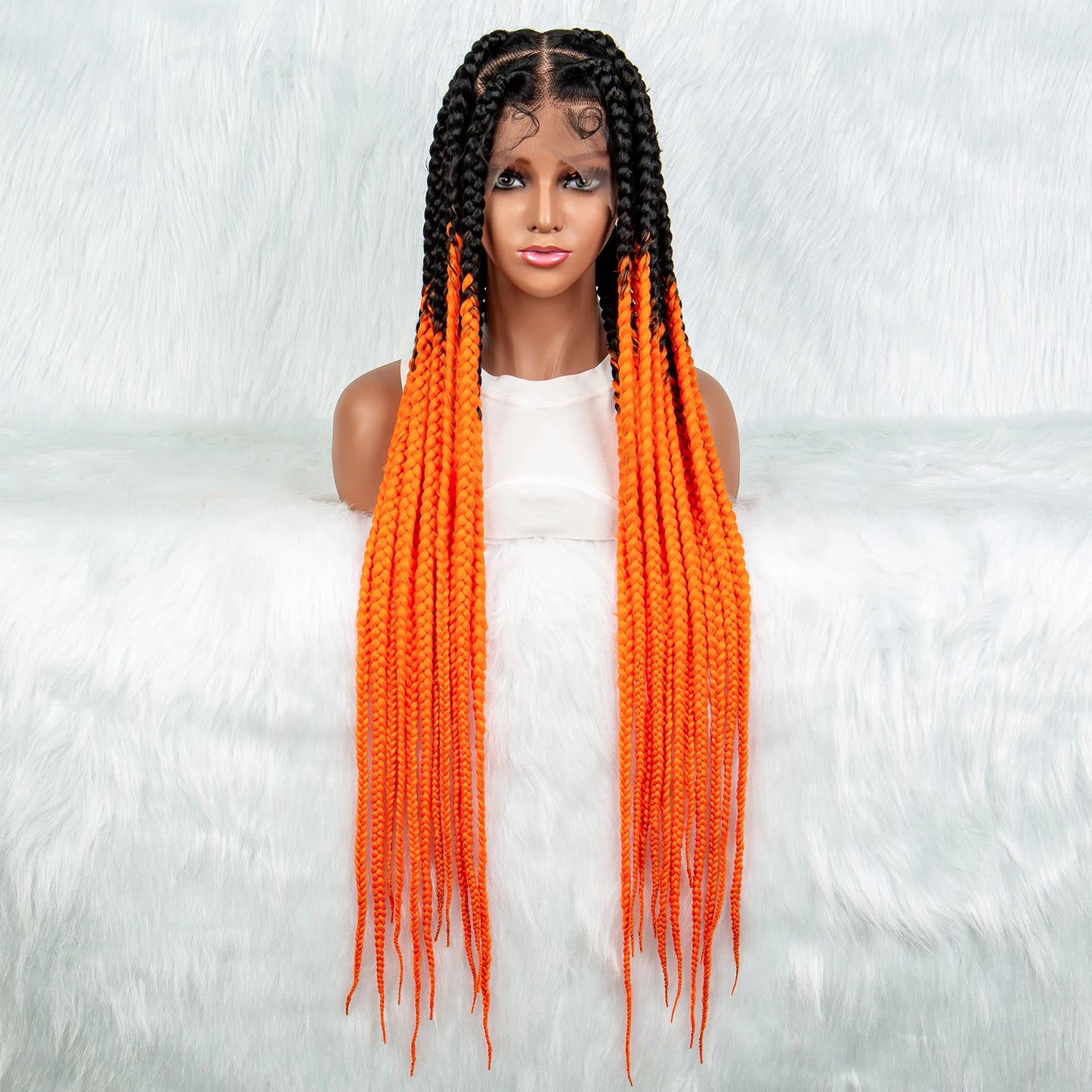 KIMA 36" Colorful Knotless Box Braids Wig | Lace Front & Baby Hair Luxegan