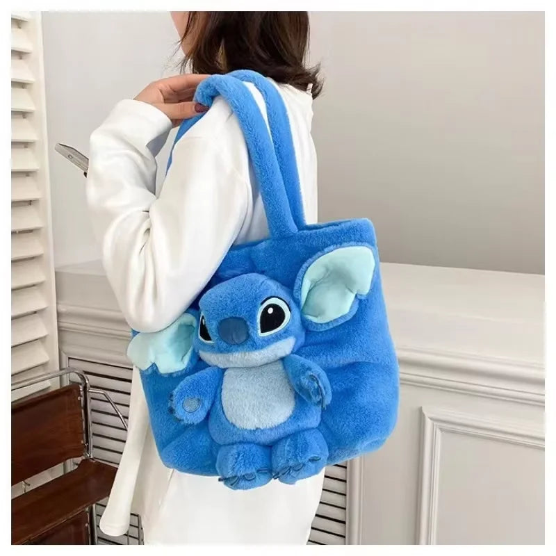 New Cartoon Plush Doll Shoulder Bag | Sweet and Cute Stitch Strawberry Bear Soft Cute Girls Handbag Luxegan