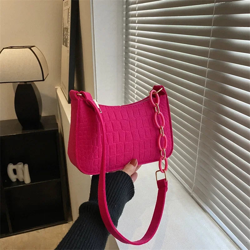 Felt Luxury Tote | Underarm Crescent Bag with Inner Pocket Luxegan