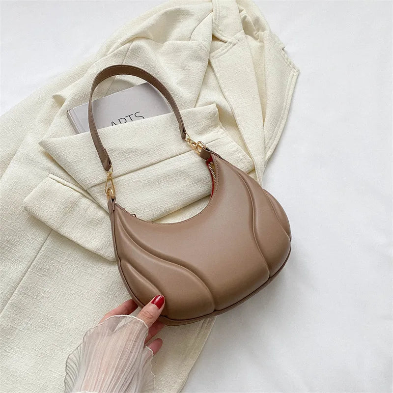 Y2K Retro Leather Hobo Bag | Soft Solid Color Shoulder & Crossbody Luxegan