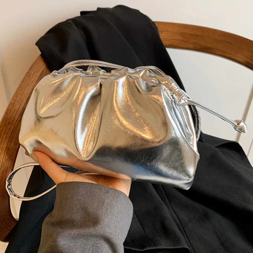 Small Luxury Design Women's Bag | Ruched Dumpling Clutch & Soft PU Leather Handbag Luxegan
