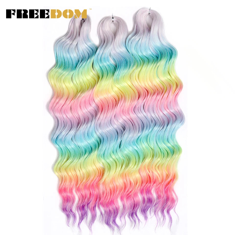 FREEDOM Synthetic Water Wave Crochet Braiding Hair 24 Inch – Ombre & Multi-Tone | 88 Colors | 300g - view 7