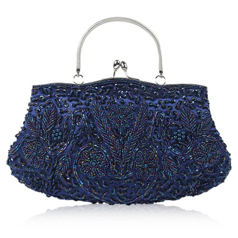 Women’s Retro Beaded Evening Banquet Handbag | Geometric Embroidered Bridal Clutch Purse | Sophisticated Acrylic Hard-Shell Crossbody Bag | Elegant Wedding & Party Satchel with Chain Strap Luxegan