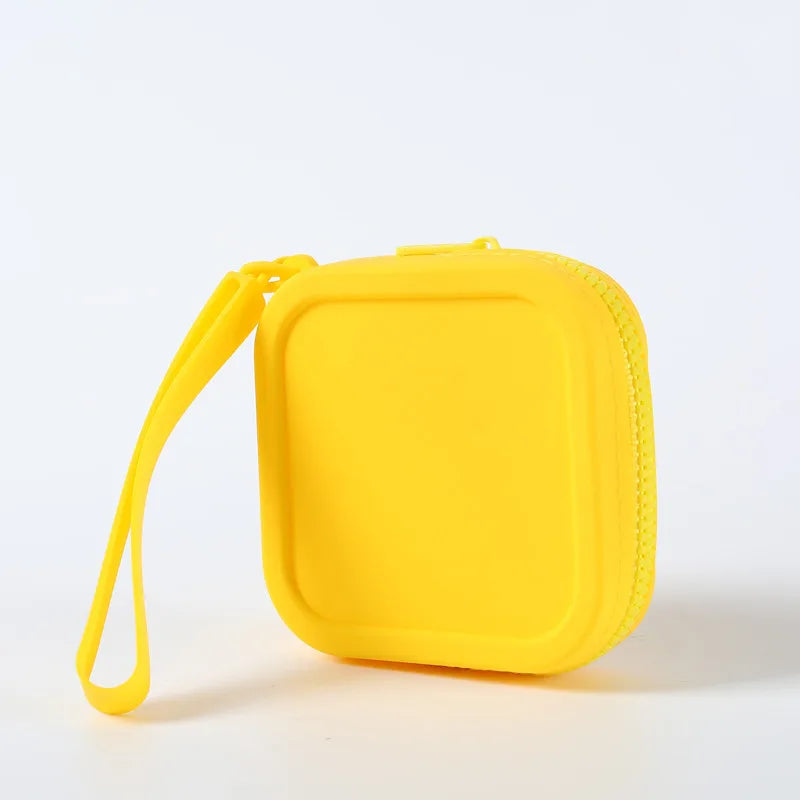Silicone Solid Square Organizer | Zipper Waterproof Mini Wallet & Earphone Case Luxegan