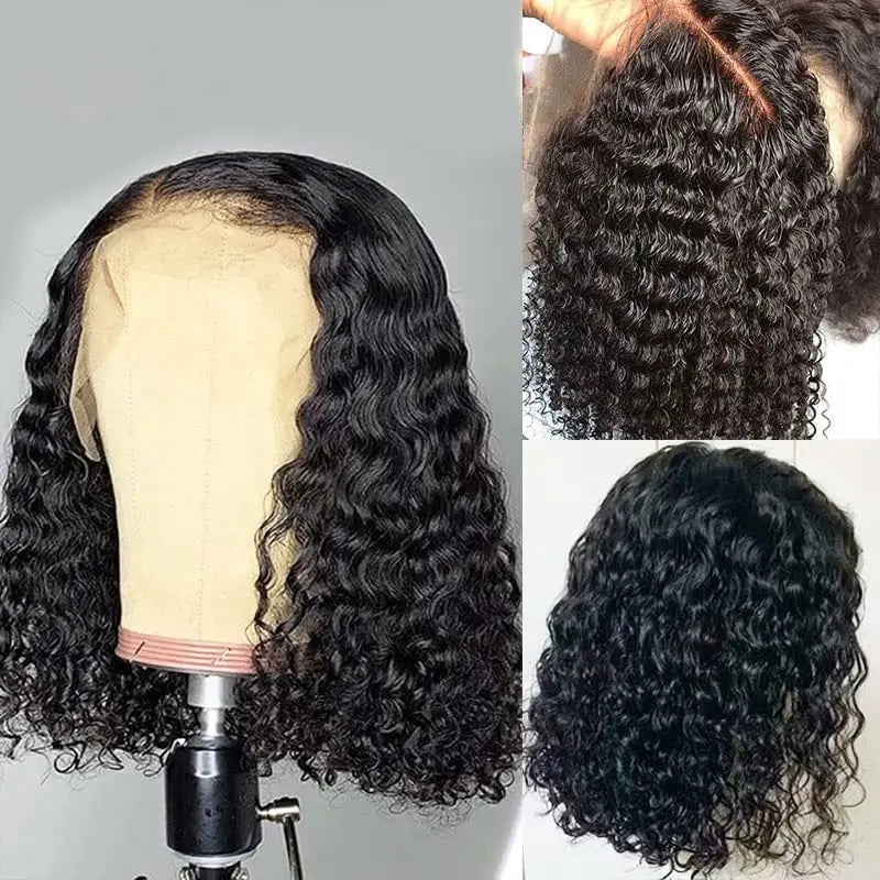 Wear and Go Glueless Short Curly Bob Wig | Deep Wave | 13x5x1 Lace Front | Brazilian Remy Hair