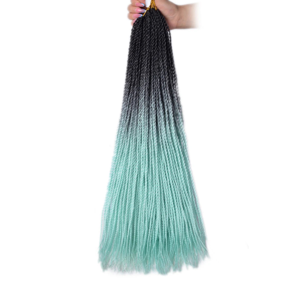 24-Inch Long Ombre Box Braids Crochet Hair - Pre-Looped Synthetic Braiding Hair Extensions - High Temperature Fiber 22 Strands/Pack Piano Color Crochet Braids for Women & Girls (27 Colors Available)