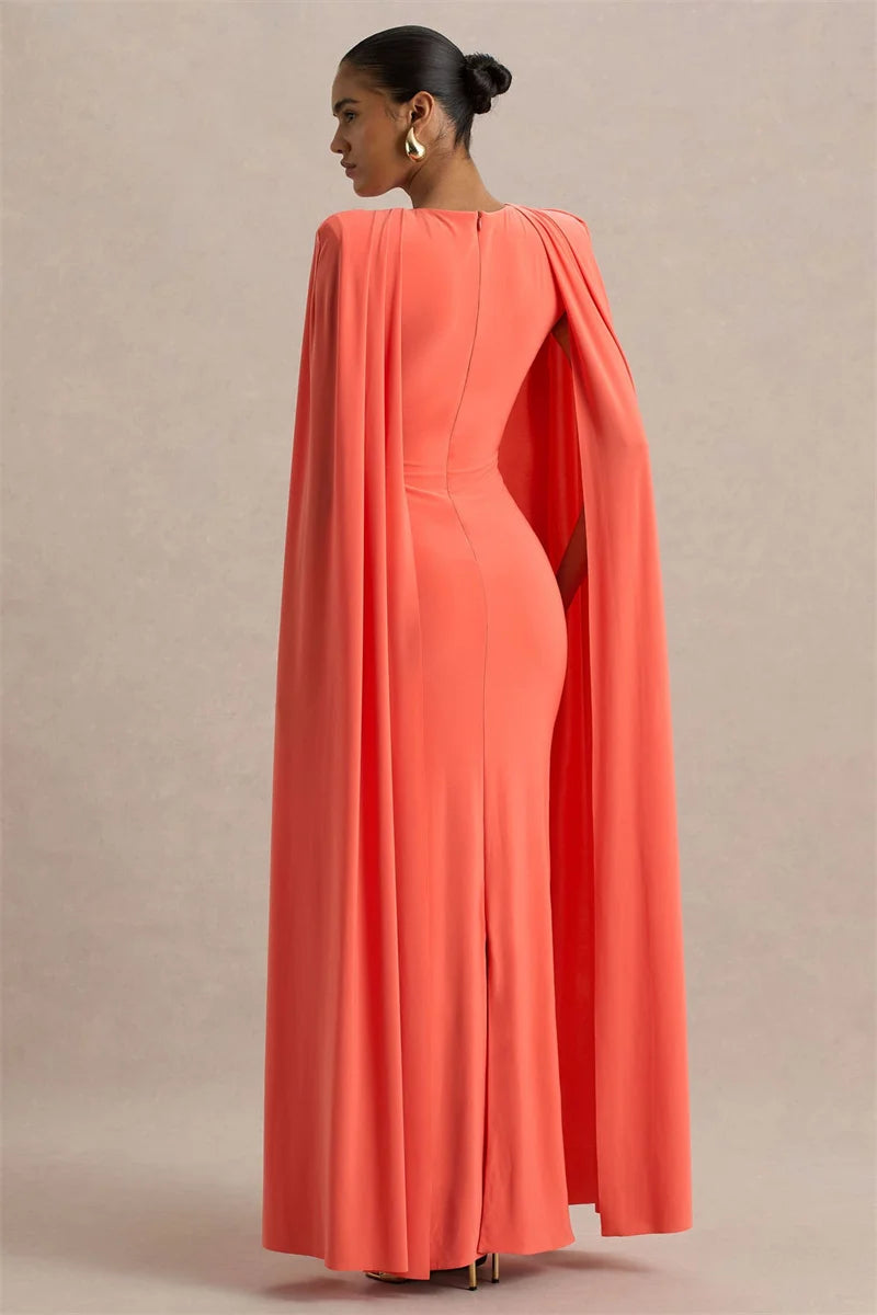 Solid O-Neck Full-Length Sleeve Slim Fit A-Line Midi Dress – Natural Waist, Polyester-Elastane, All Season Luxegan
