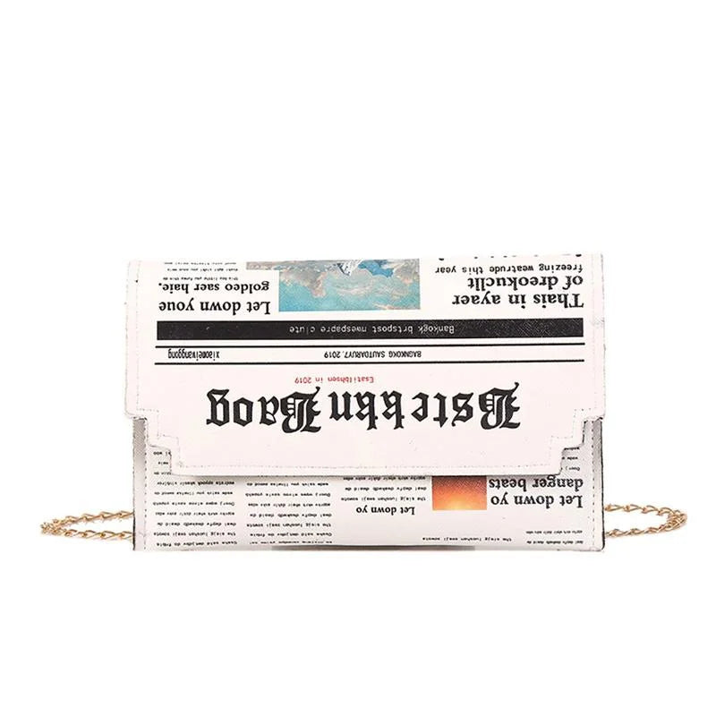 Women's Newspaper Messenger Bag | Shoulder Bag Personality Fashion Small Square Bag Luxegan