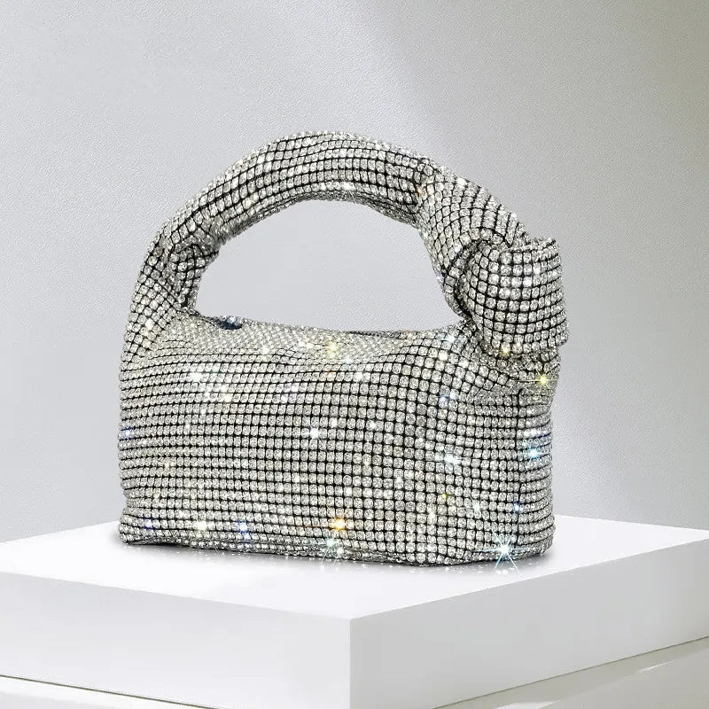 Handle Rhinestones Knot Evening Bag | Crystal Top Handle Bag & Luxury Designer Tote Luxegan