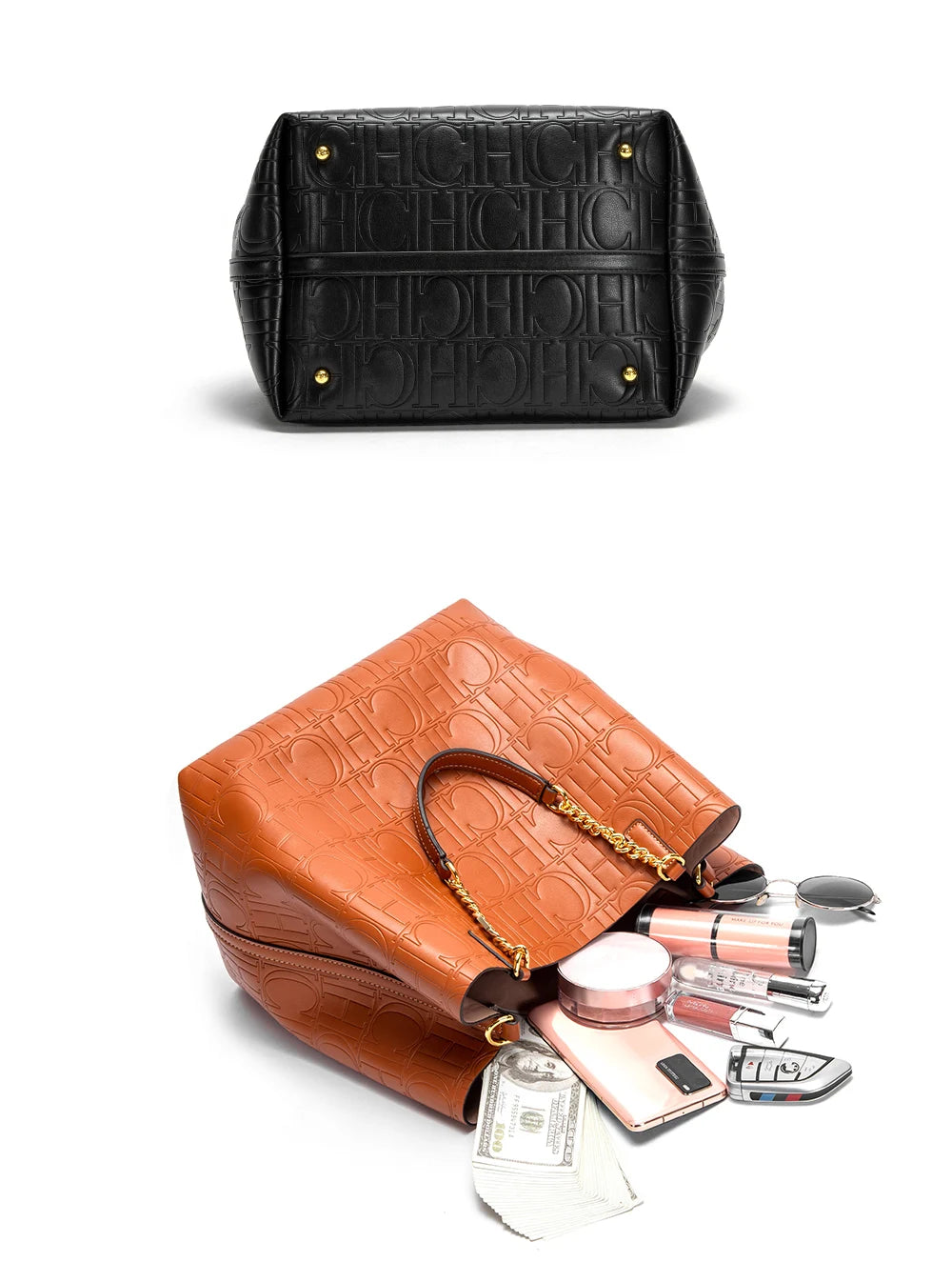 Retro Solid Bucket Bag | Soft PU Leather Large Capacity Handbag Luxegan