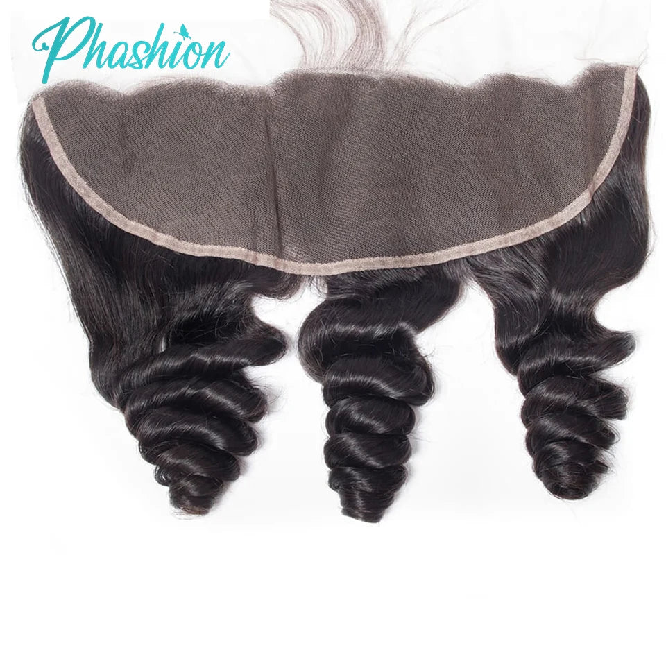 Phashion Loose Wave 13x4 Lace Frontal HD Transparent Swiss 4×4 Closure Pre Plucked Brazilian Remy Human Hair For Black Women