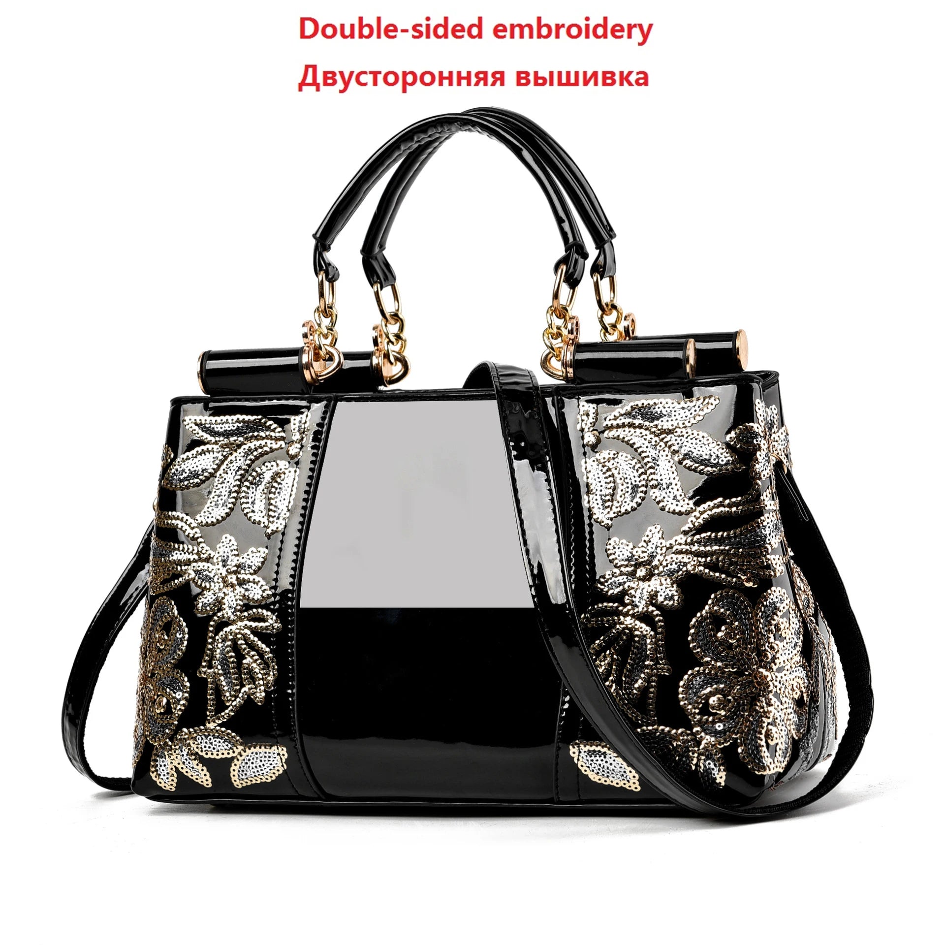 New Patent Leather Shiny Women’s Bag | Luxury Designer Atmospheric Handbag | High-Gloss Fashion Shoulder & Messenger Bag | Sophisticated Large Capacity Saffiano Satchel (Model 19NBY-124) Luxegan